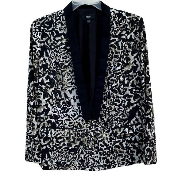 NWT Mossimo Tuxedo Evening Jacket Womens XXL Black Tan Animal Print Shawl Collar - Picture 8 of 14